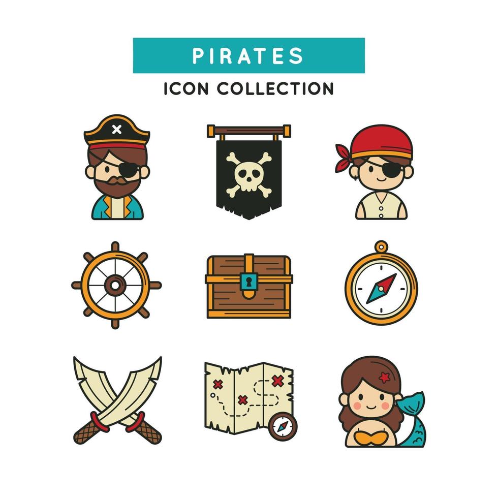 colección de iconos de piratas vector