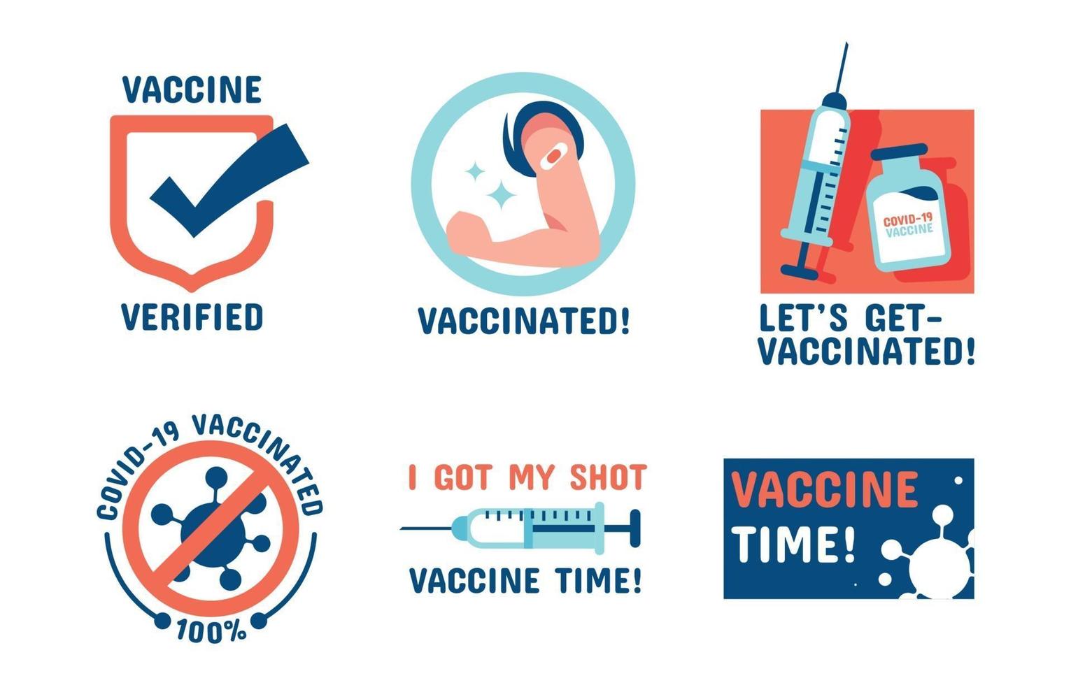 COVID-19 After Vaccine Badge Sticker Collection vector