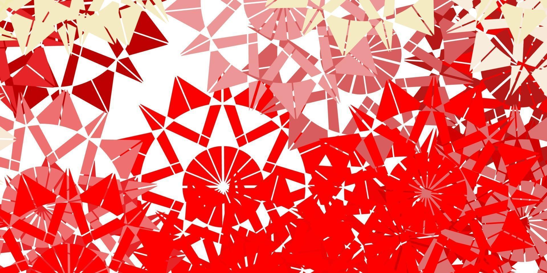 Light red, yellow vector texture with bright snowflakes.