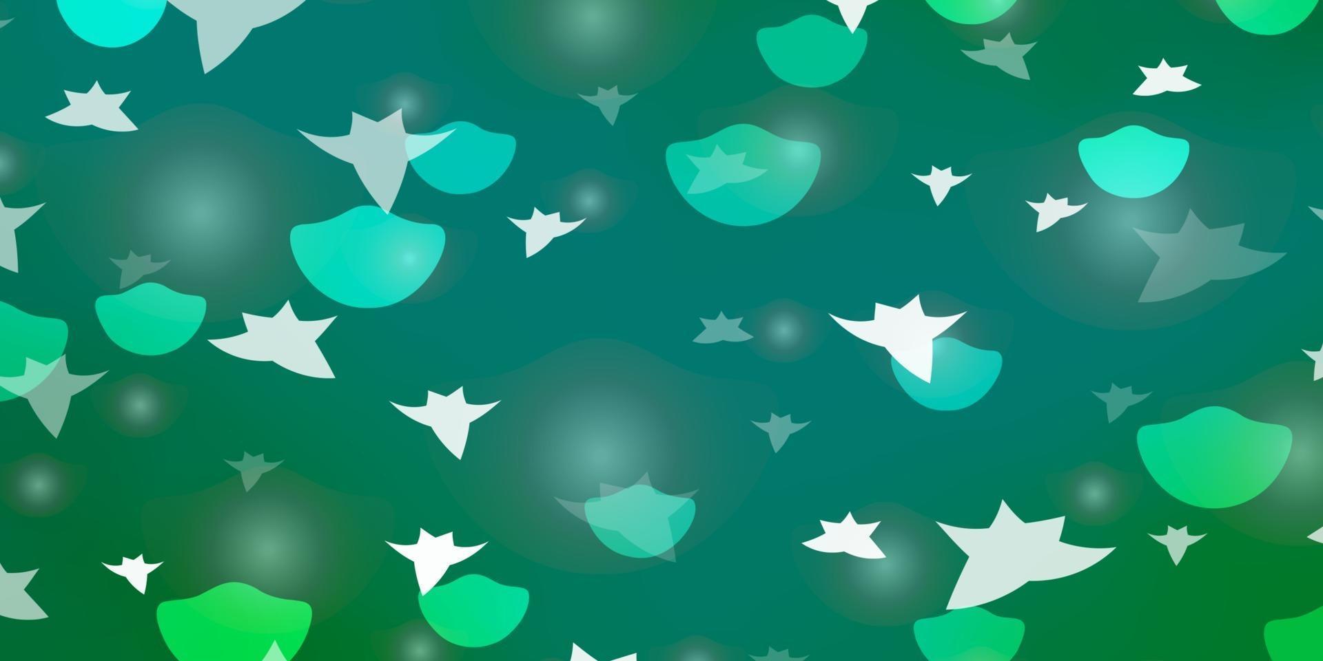 Fondo de vector verde claro con círculos, estrellas.