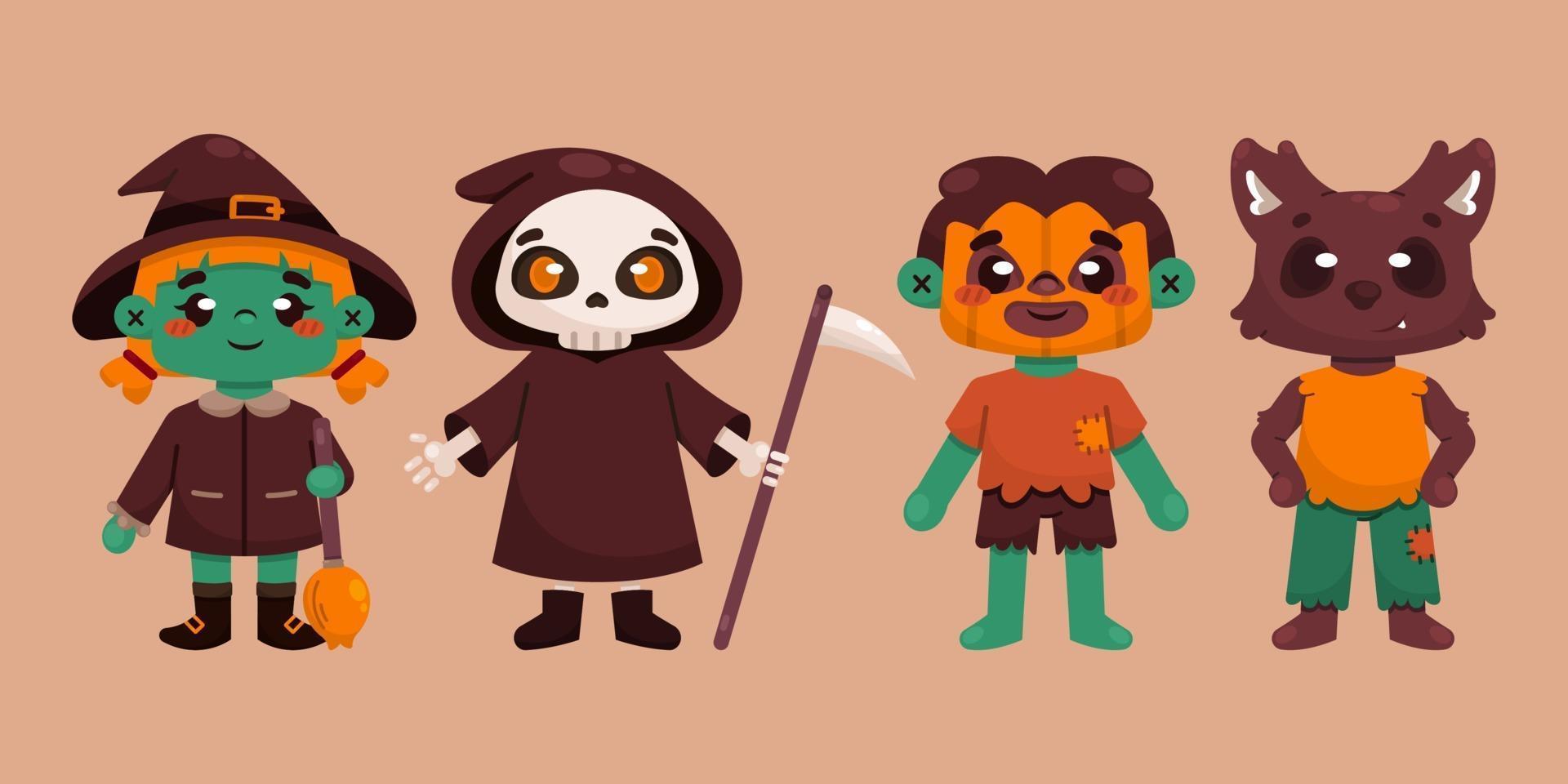 colección de personajes de halloween vector