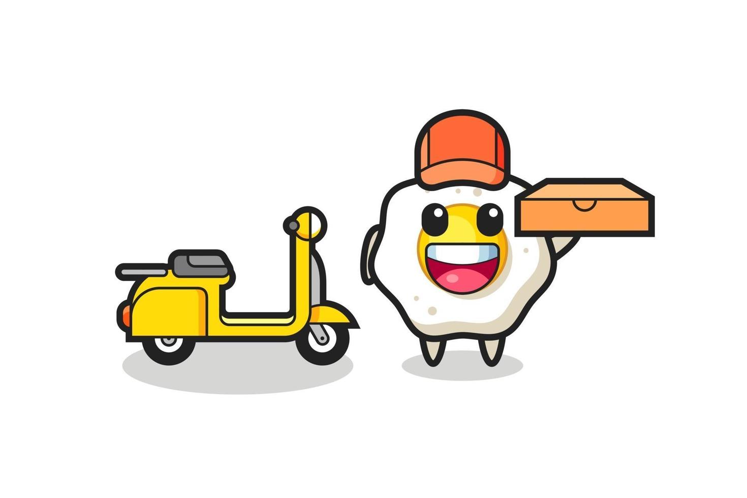 Character Illustration of fried egg as a pizza deliveryman vector