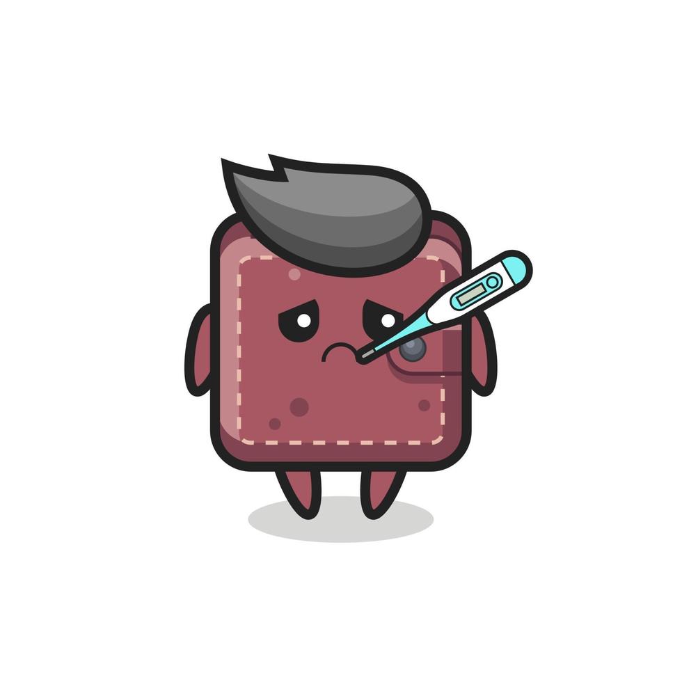 leather wallet mascot character with fever condition vector