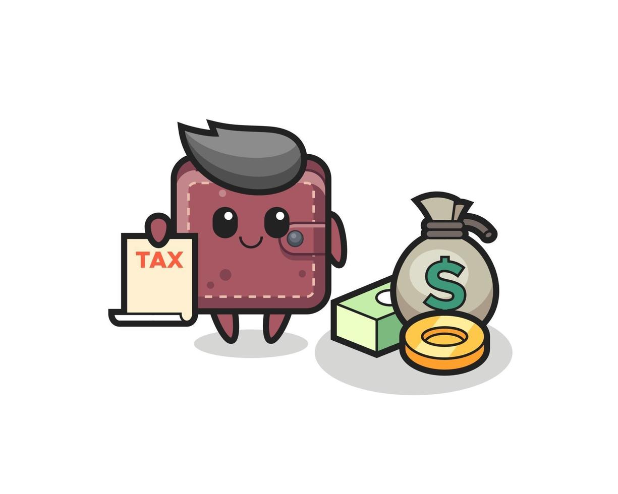 Character cartoon of leather wallet as a accountant vector