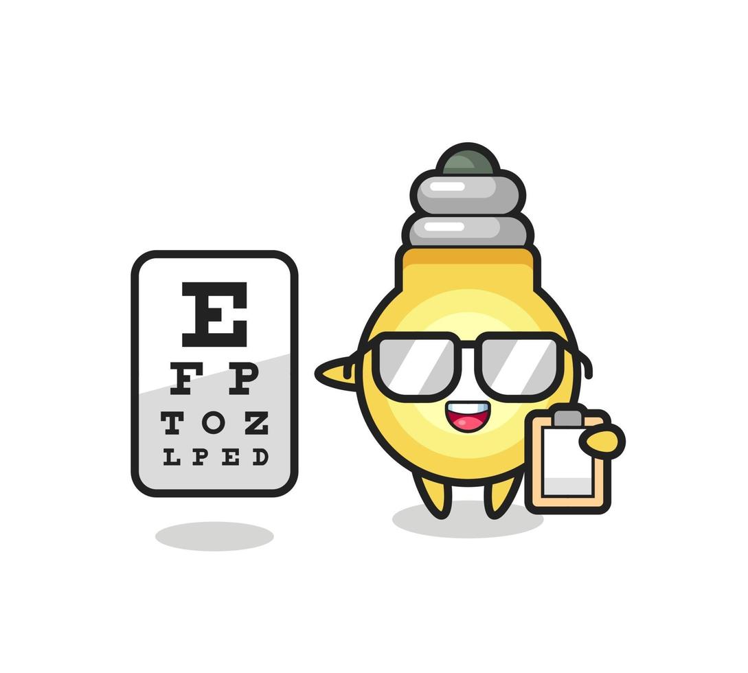 Illustration of light bulb mascot as an ophthalmology vector