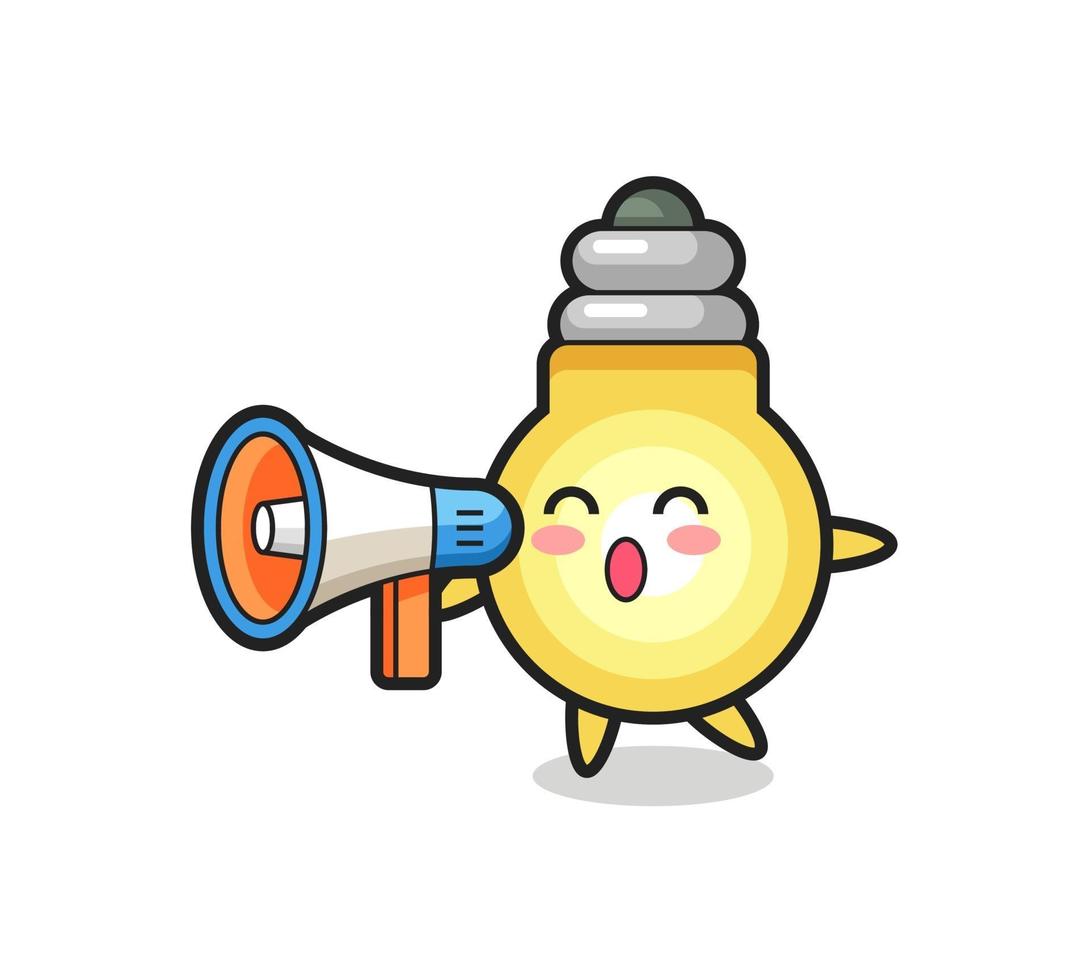 light bulb character illustration holding a megaphone vector