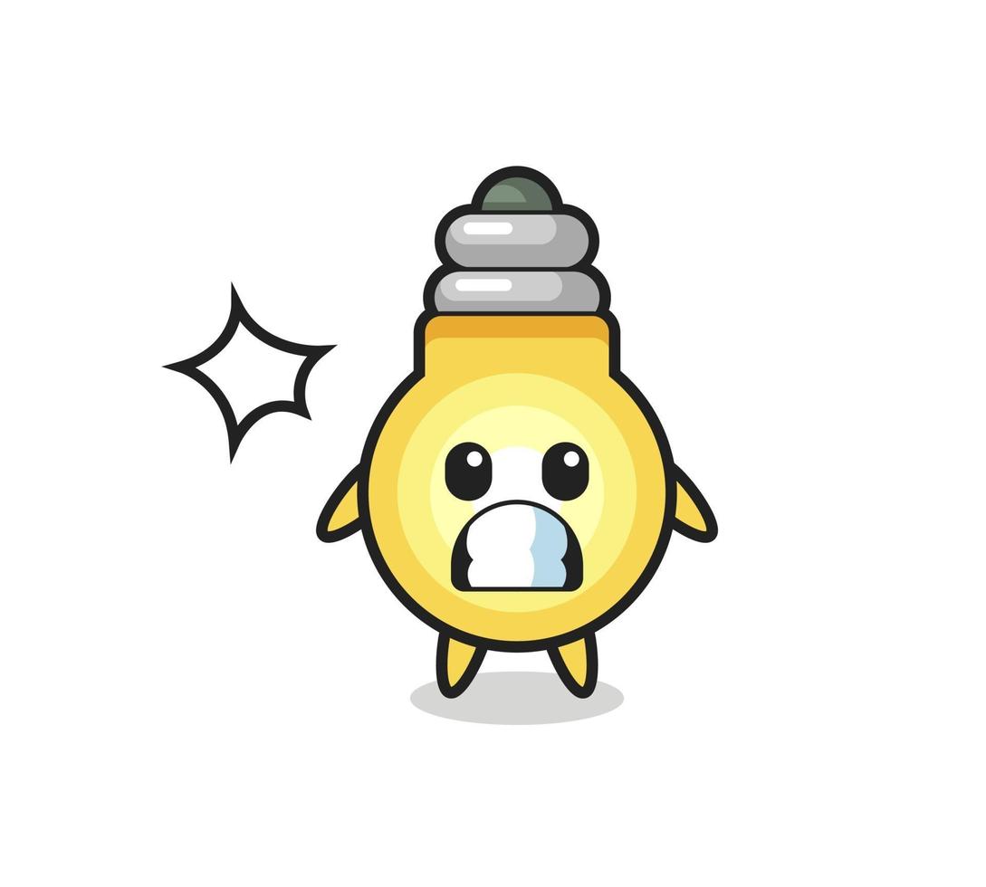 light bulb character cartoon with shocked gesture vector