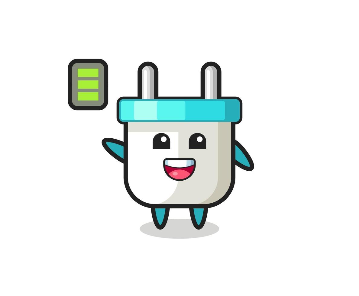 electric plug mascot character with energetic gesture vector