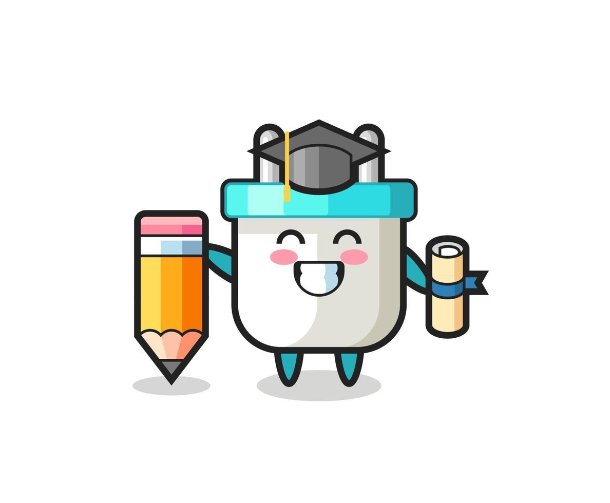 electric plug illustration cartoon is graduation with a giant pencil vector