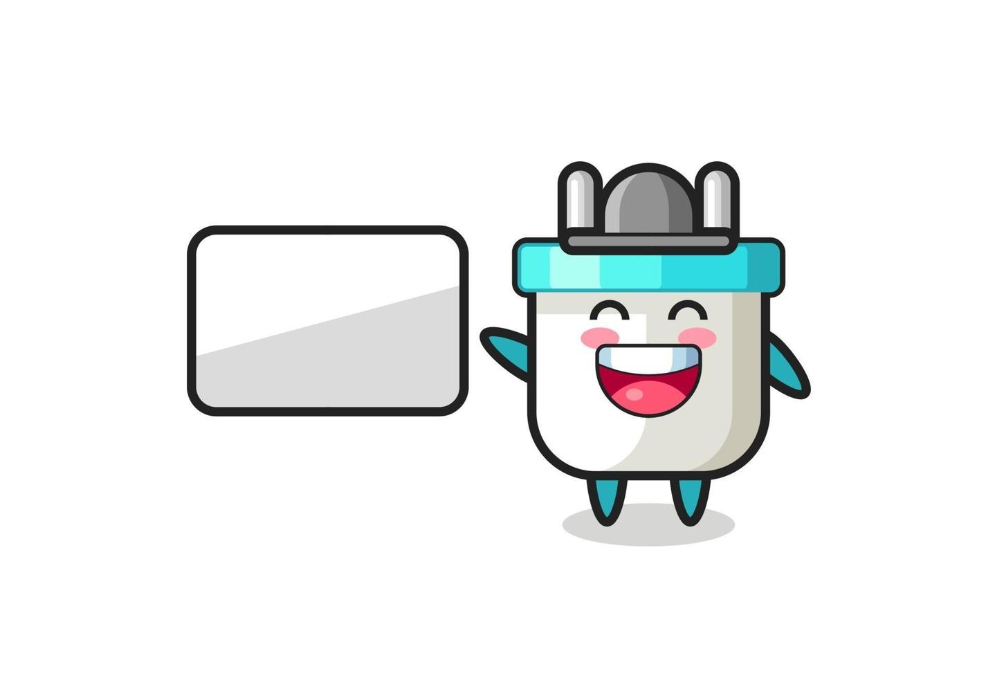 electric plug cartoon illustration doing a presentation vector