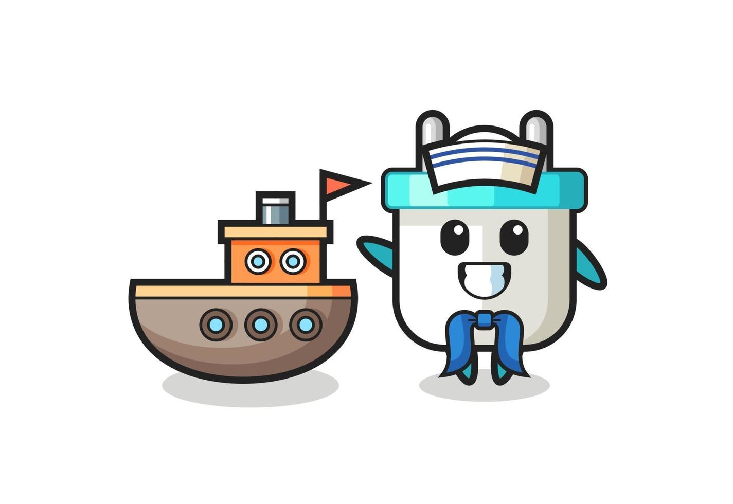 Character mascot of electric plug as a sailor man vector