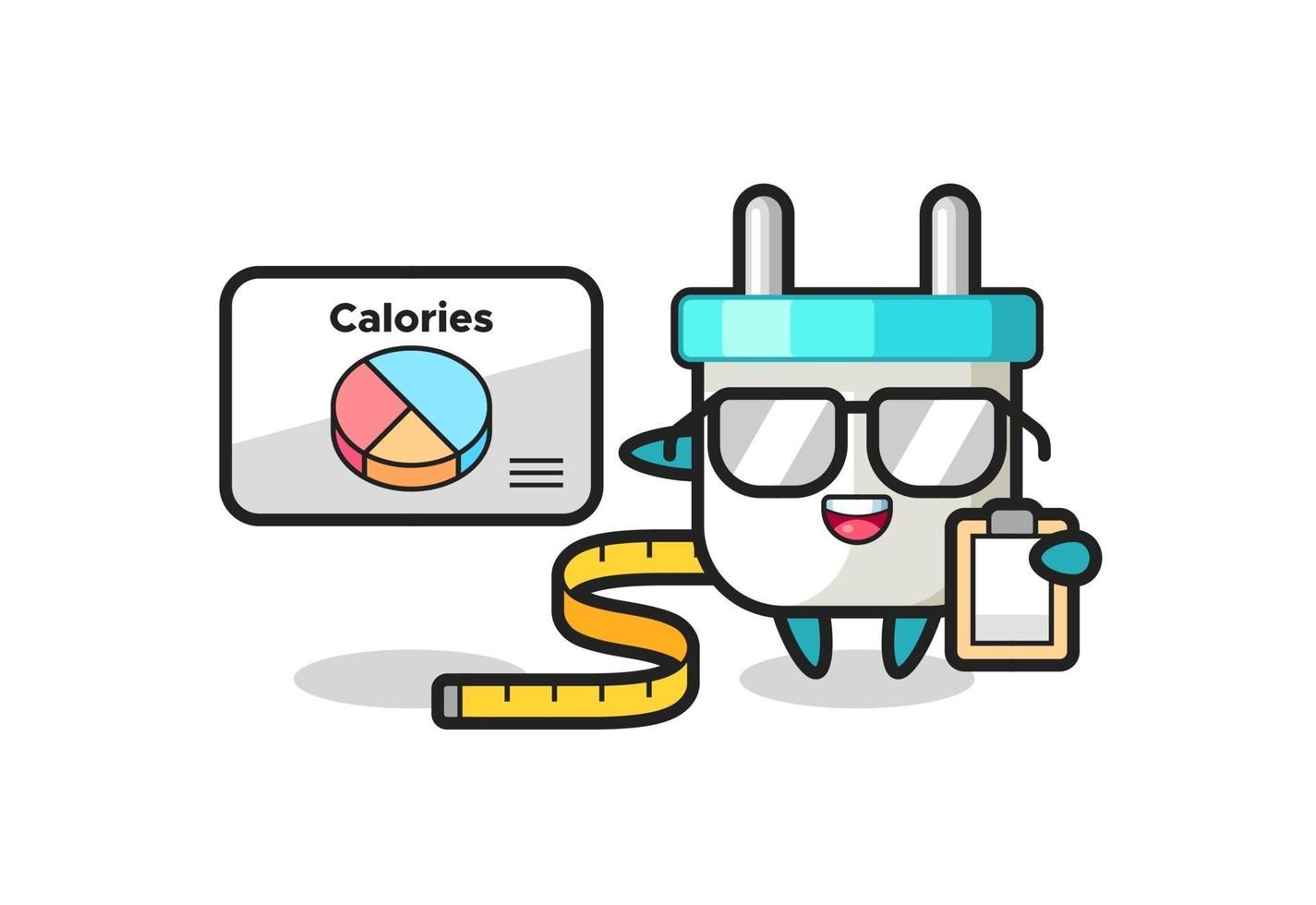 Illustration of electric plug mascot as a dietitian vector