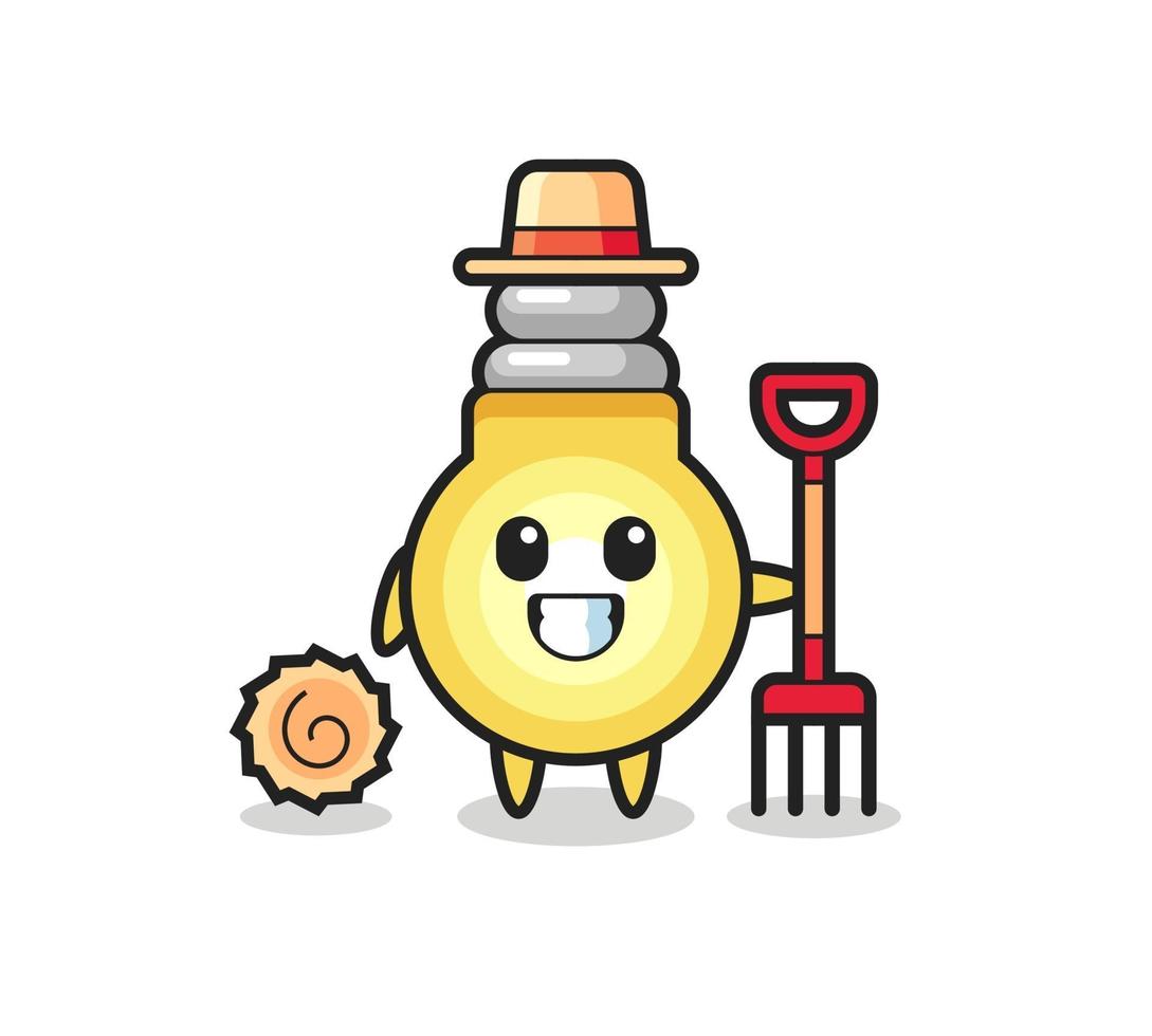 Mascot character of light bulb as a farmer vector