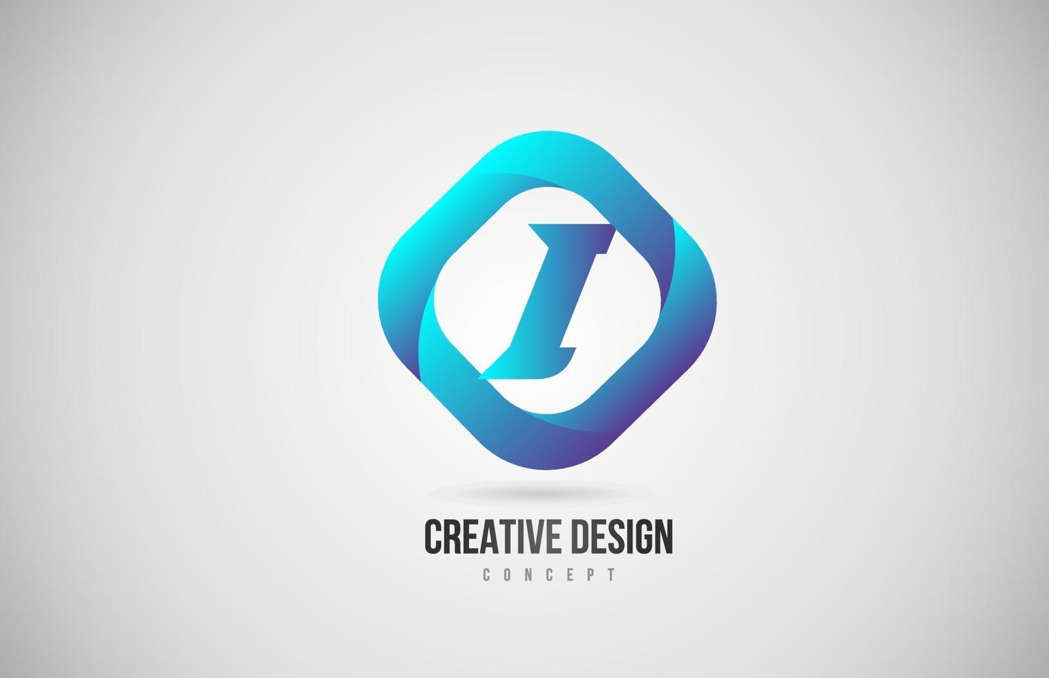 blue gradient I alphabet letter icon logo. Creative design for company vector