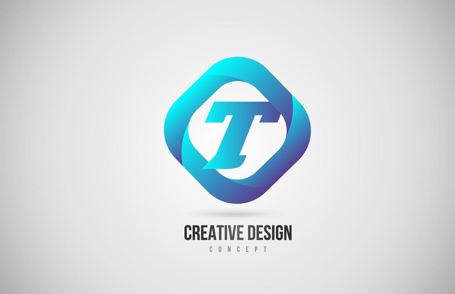 blue gradient T alphabet letter icon logo. Creative design for company vector