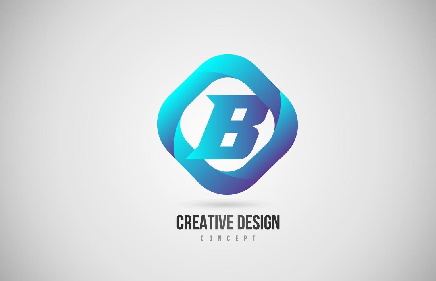 Logotipo de icono de letra del alfabeto azul degradado b. diseño creativo para empresa vector