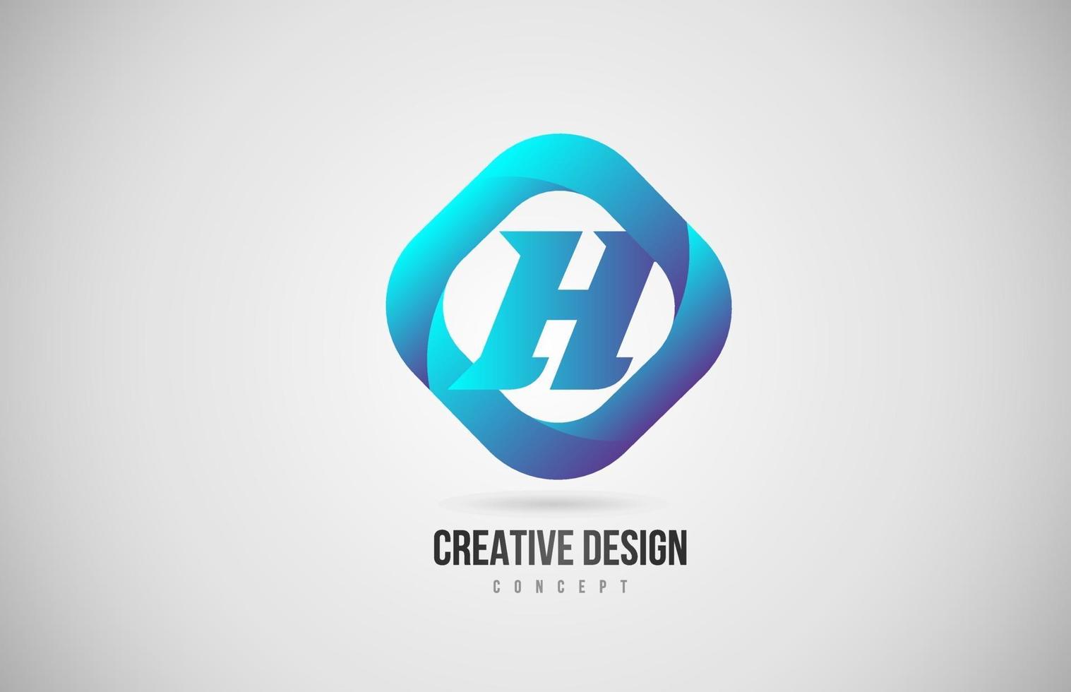 blue gradient H alphabet letter icon logo. Creative design for company vector