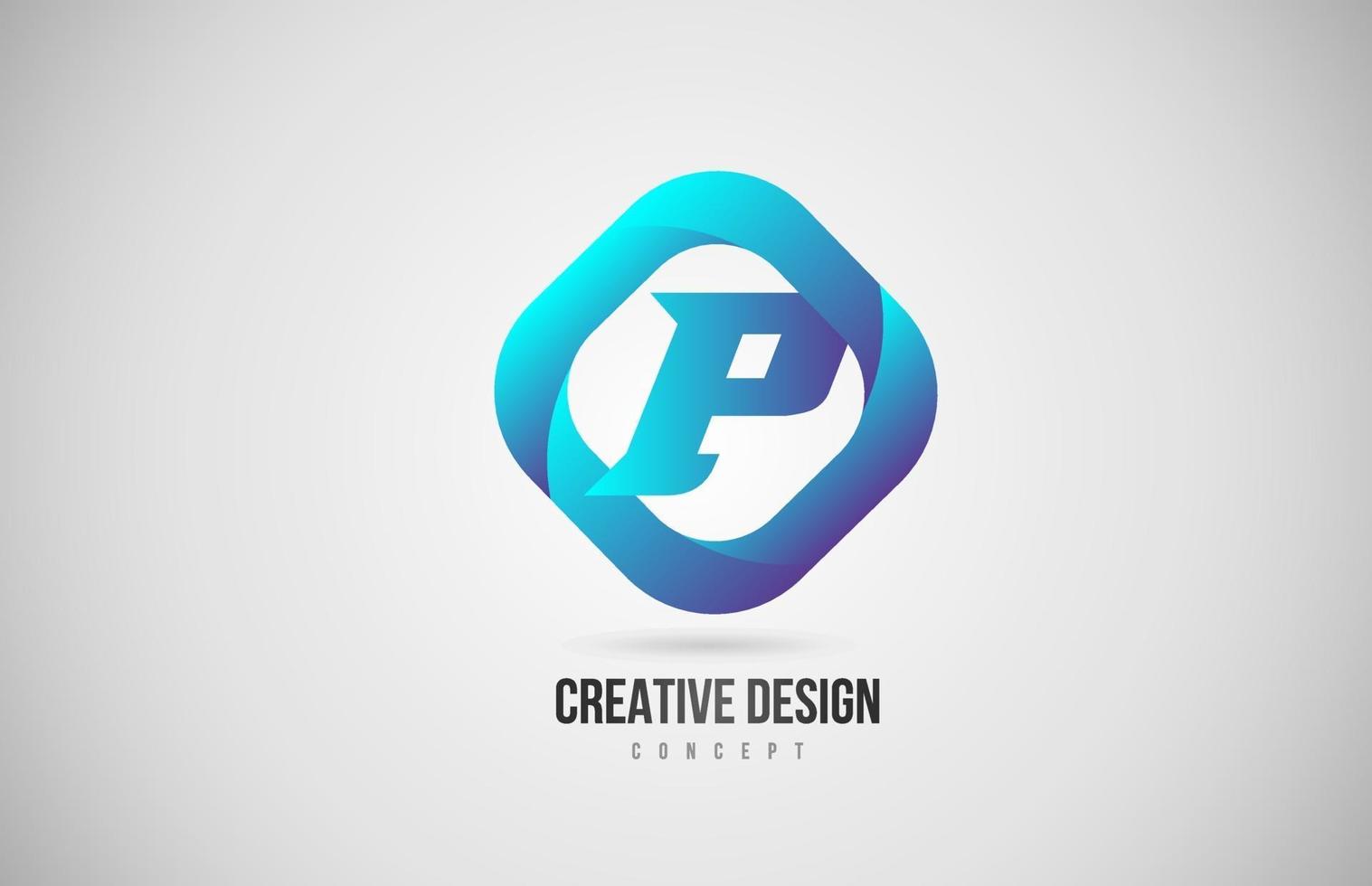 blue gradient P alphabet letter icon logo. Creative design for company vector