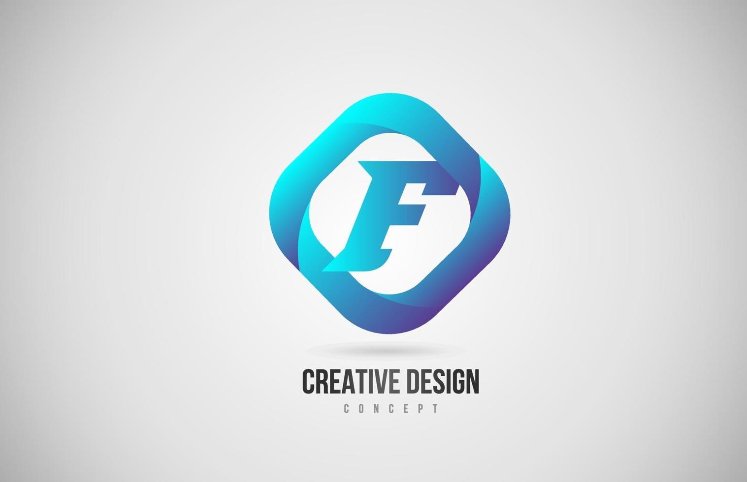 blue gradient F alphabet letter icon logo. Creative design for company vector