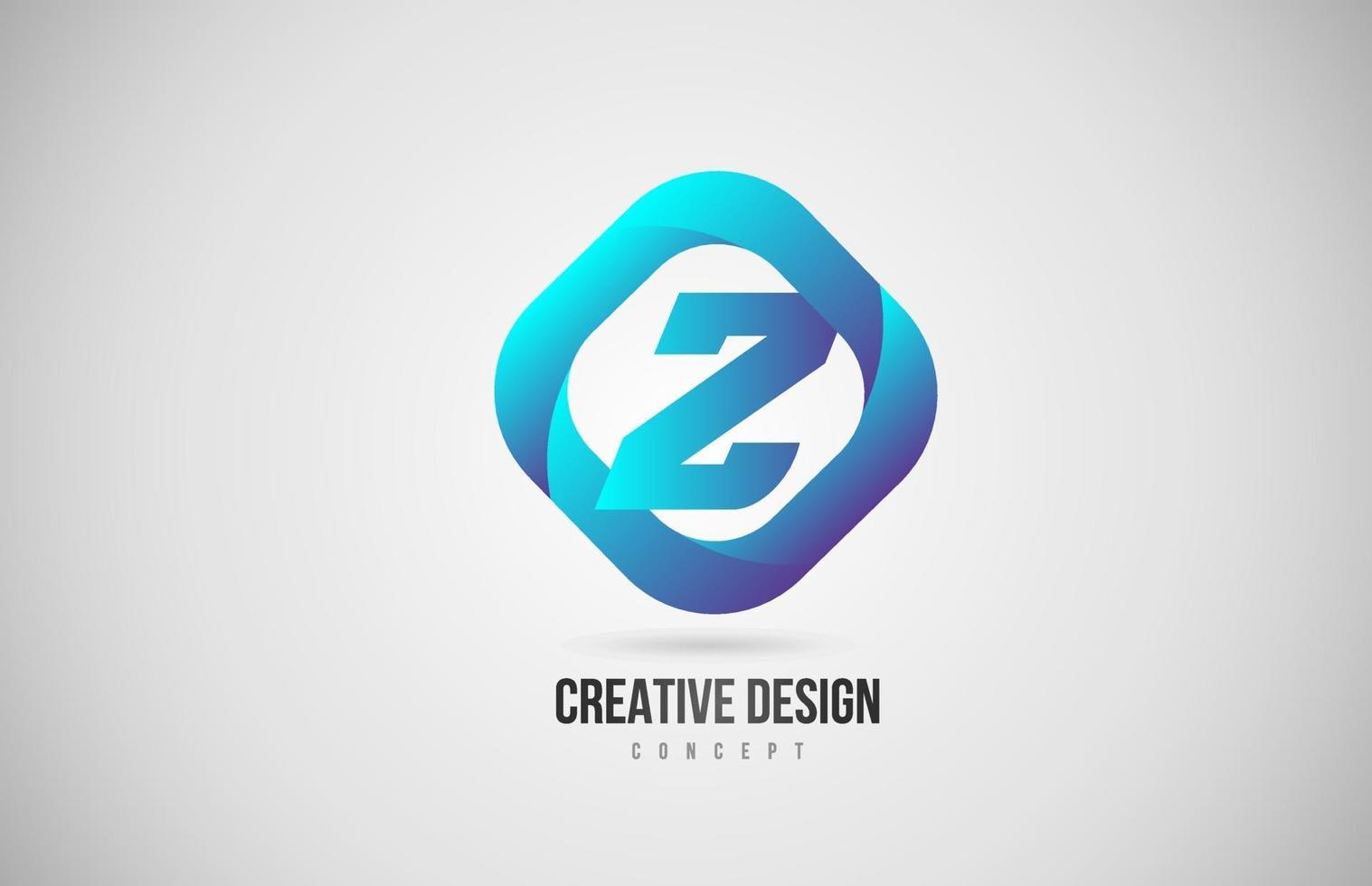 blue gradient Z alphabet letter icon logo. Creative design for company vector