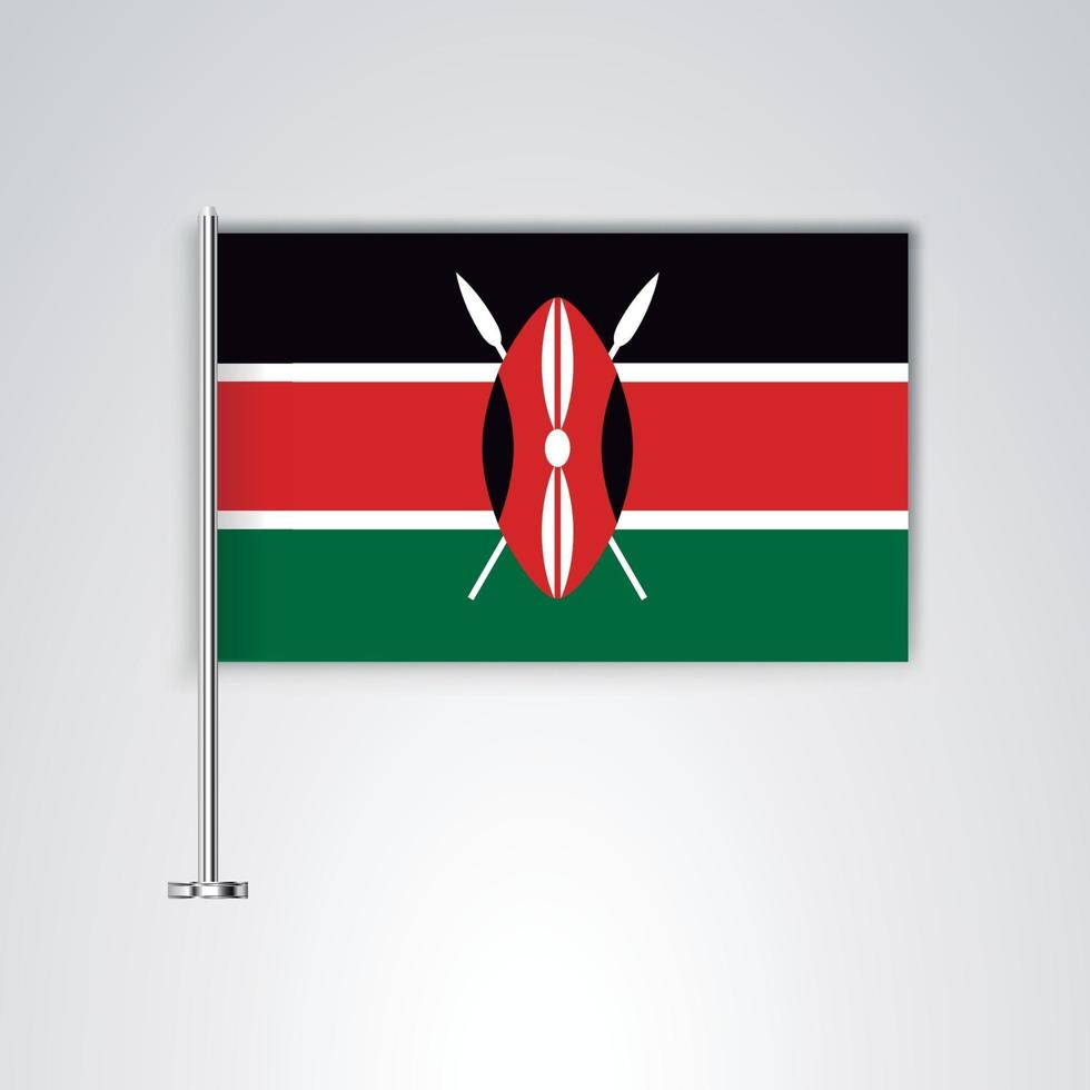 bandera de kenia con palo de metal vector