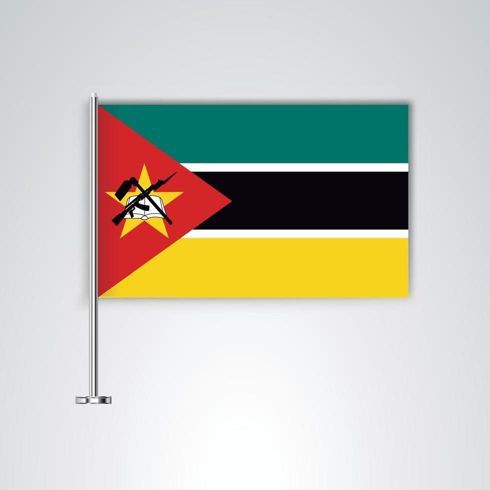 bandera de mozambique con varilla de metal vector