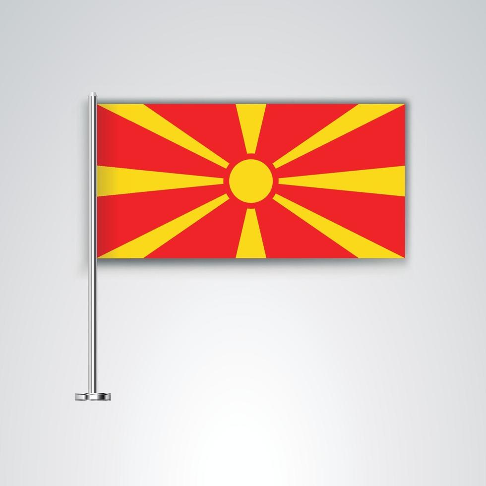 bandera de macedonia con palo de metal vector