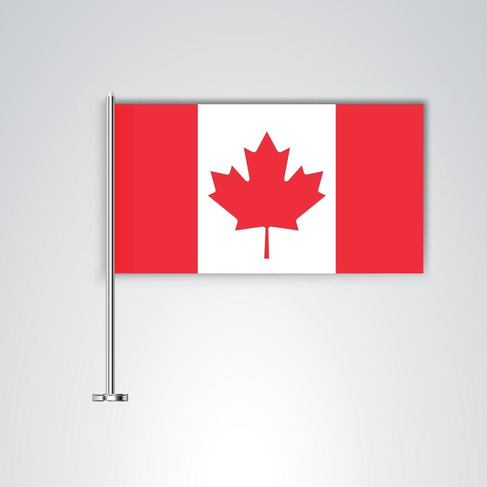 bandera de canadá con palo de metal vector