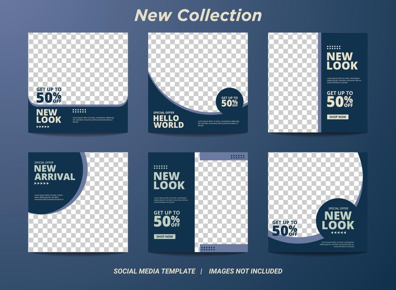 Set of Editable square banner template for social media posts vector