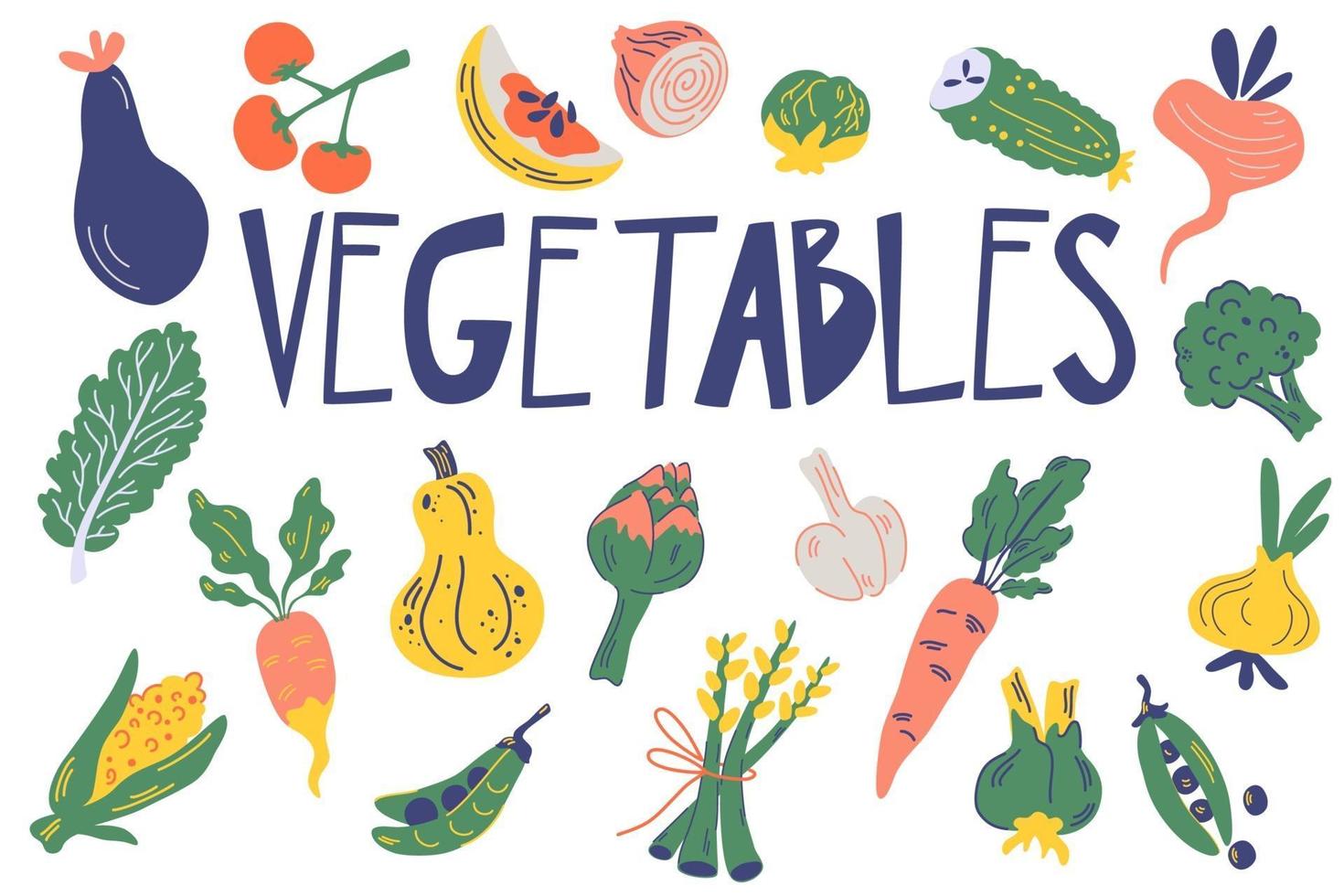Vegetable set. Healthy food. Hand drawn fresh delicious vegetables vector