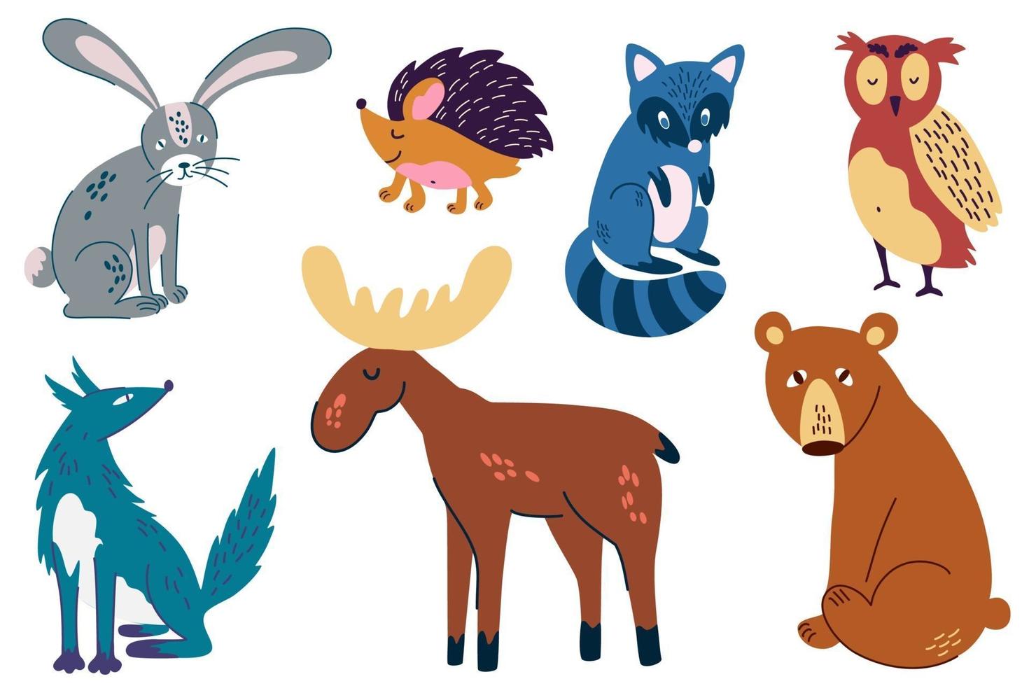 Woodland animals set. vector