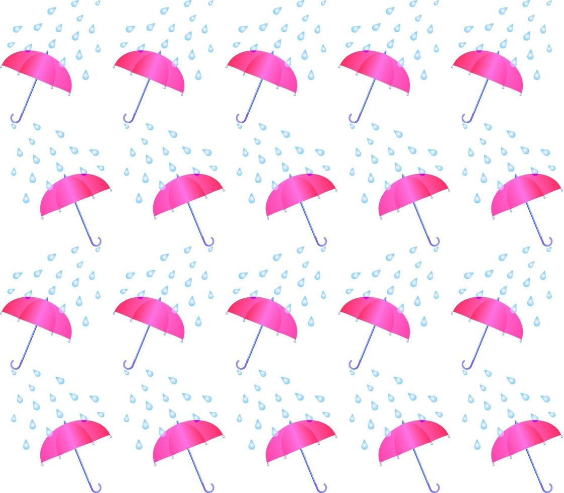 Pink Umbrella And Rain Drops background seamless pattern vector