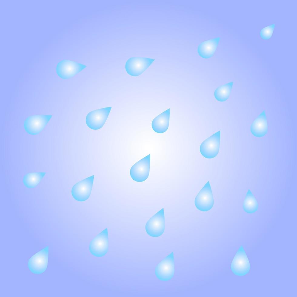 Rain drops on blue sky. Vector illustration