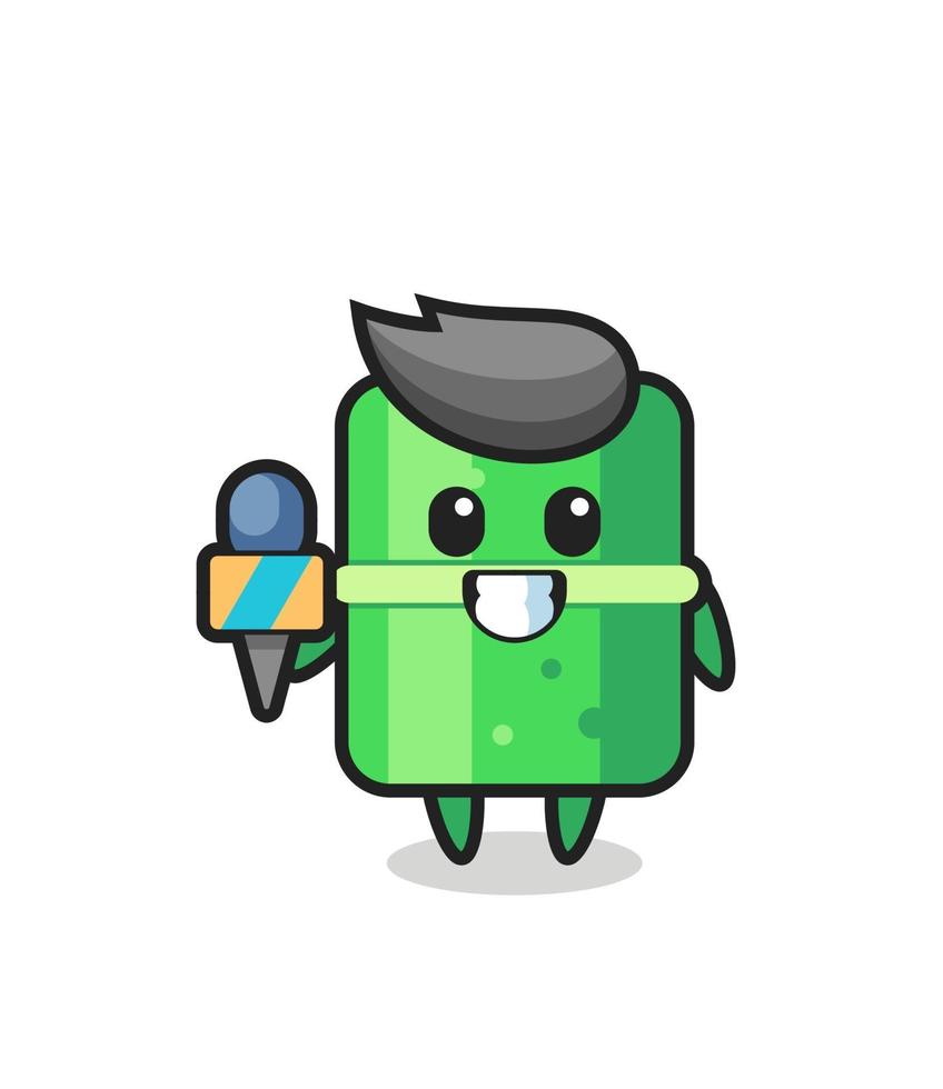 mascota de personaje de bambú como reportero de noticias. vector