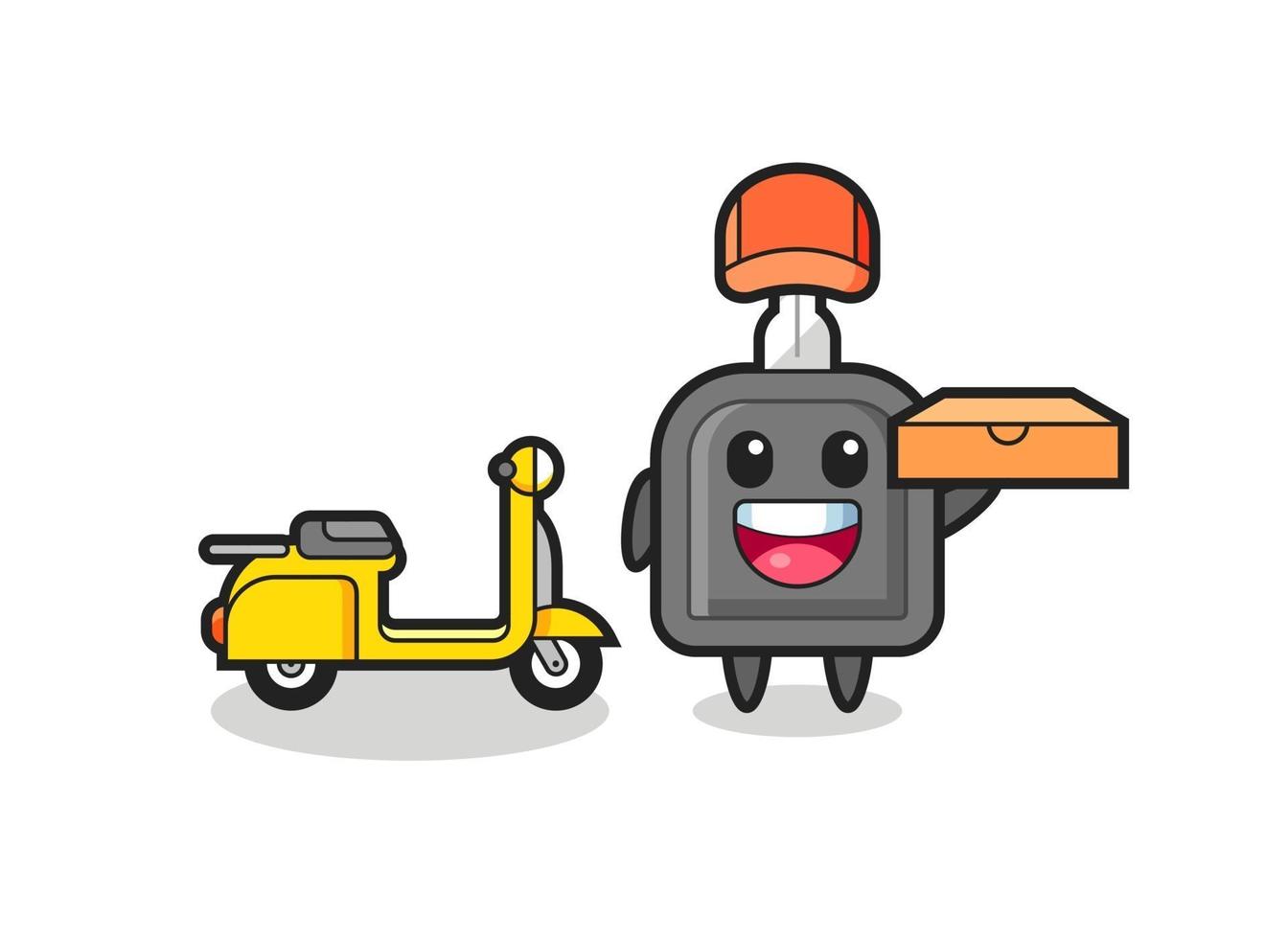 Character Illustration of car key as a pizza deliveryman vector