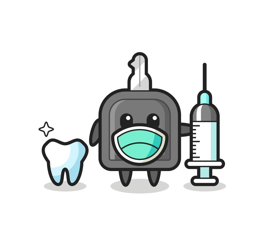 Mascot character of car key as a dentist vector