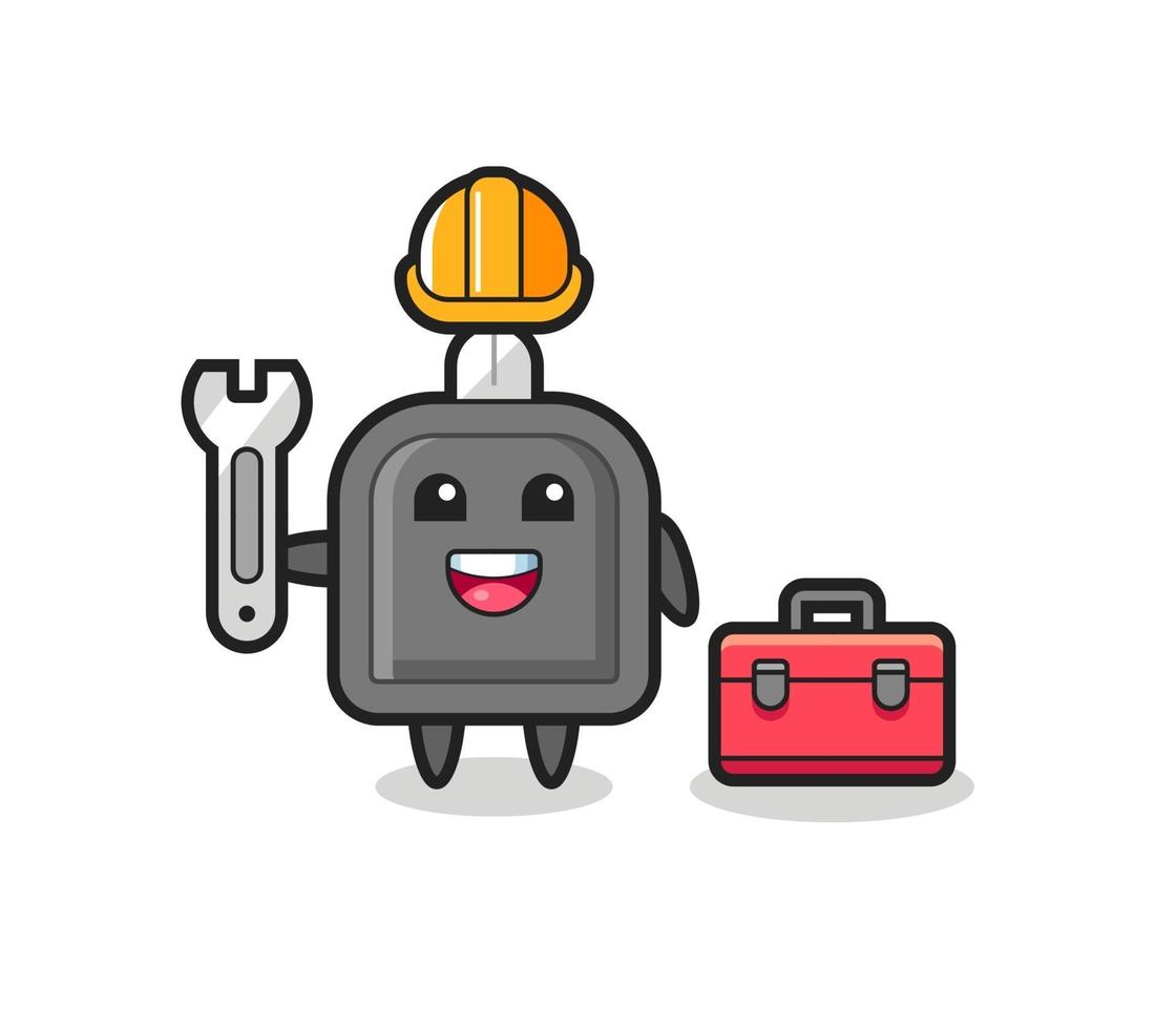 Mascot cartoon of car key as a mechanic vector