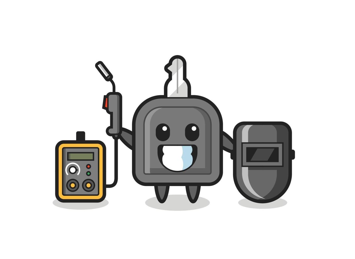 Character mascot of car key as a welder vector