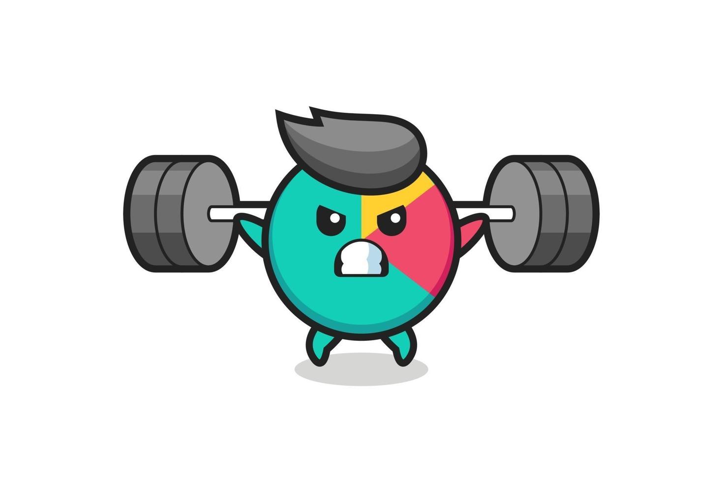 chart mascot cartoon with a barbell vector