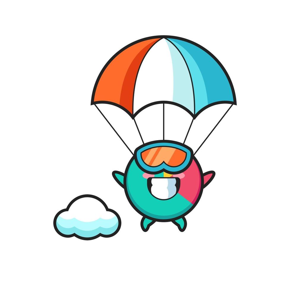 La caricatura de la mascota del gráfico es paracaidismo con gesto feliz vector