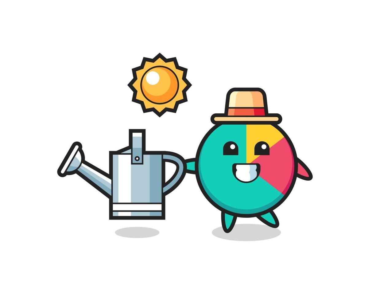 Cartoon character of chart holding watering can vector