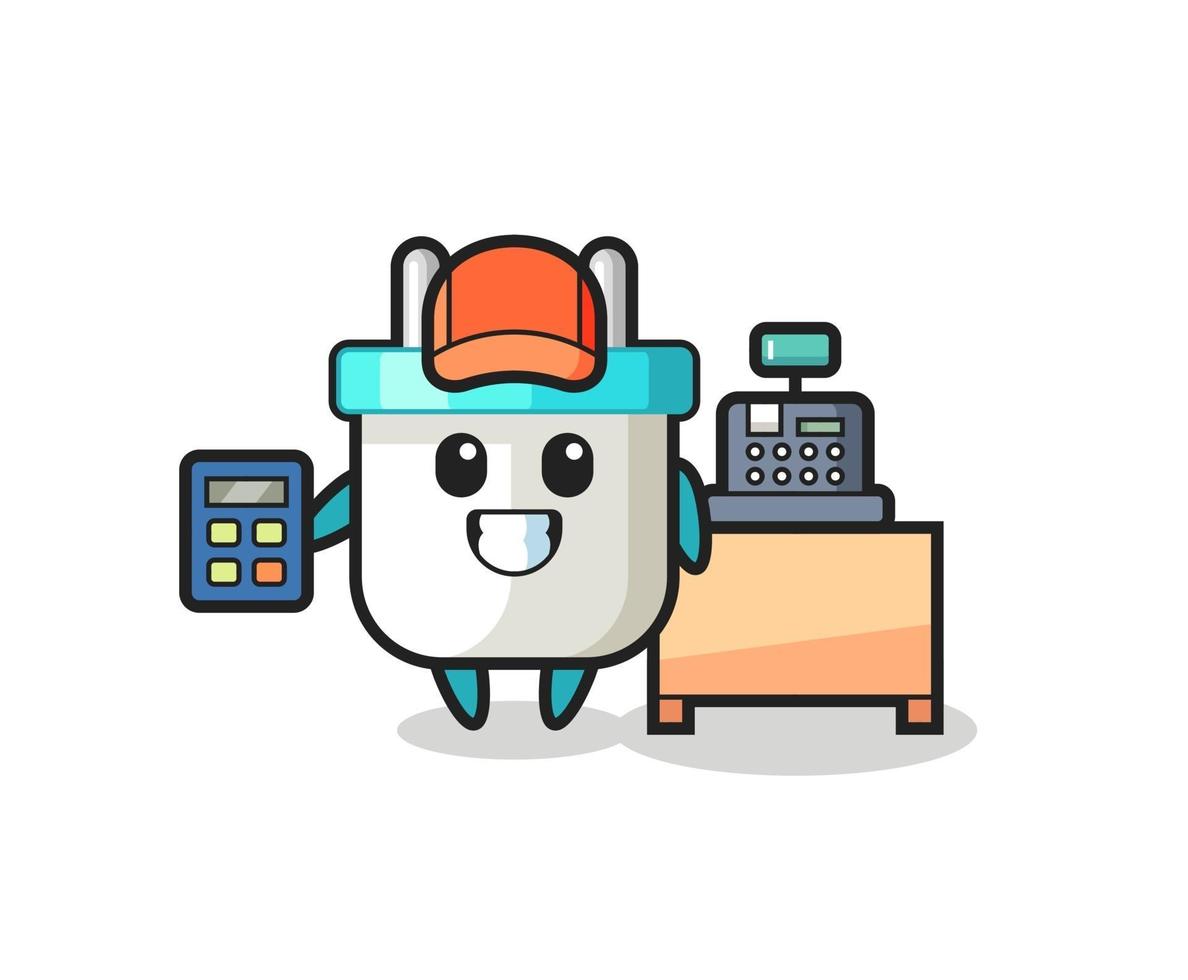 Illustration of electric plug character as a cashier vector