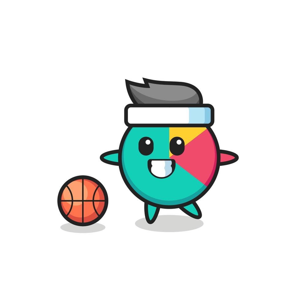 Illustration of chart cartoon is playing basketball vector