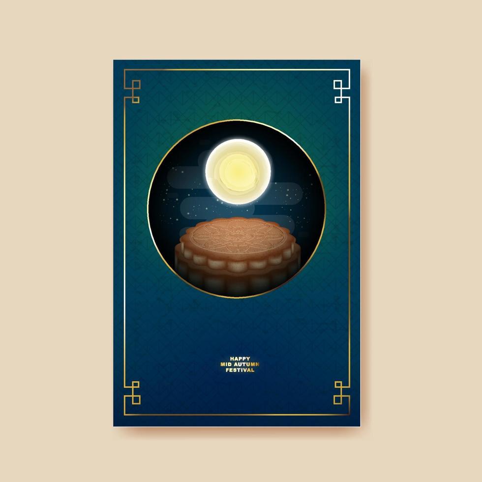 Mid Autumn festival with moon and mooncake. vector