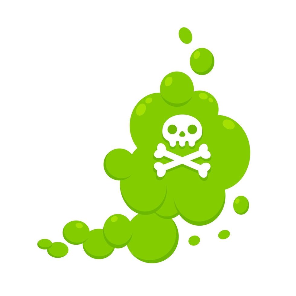 Smelling green cartoon fart cloud flat style design vector