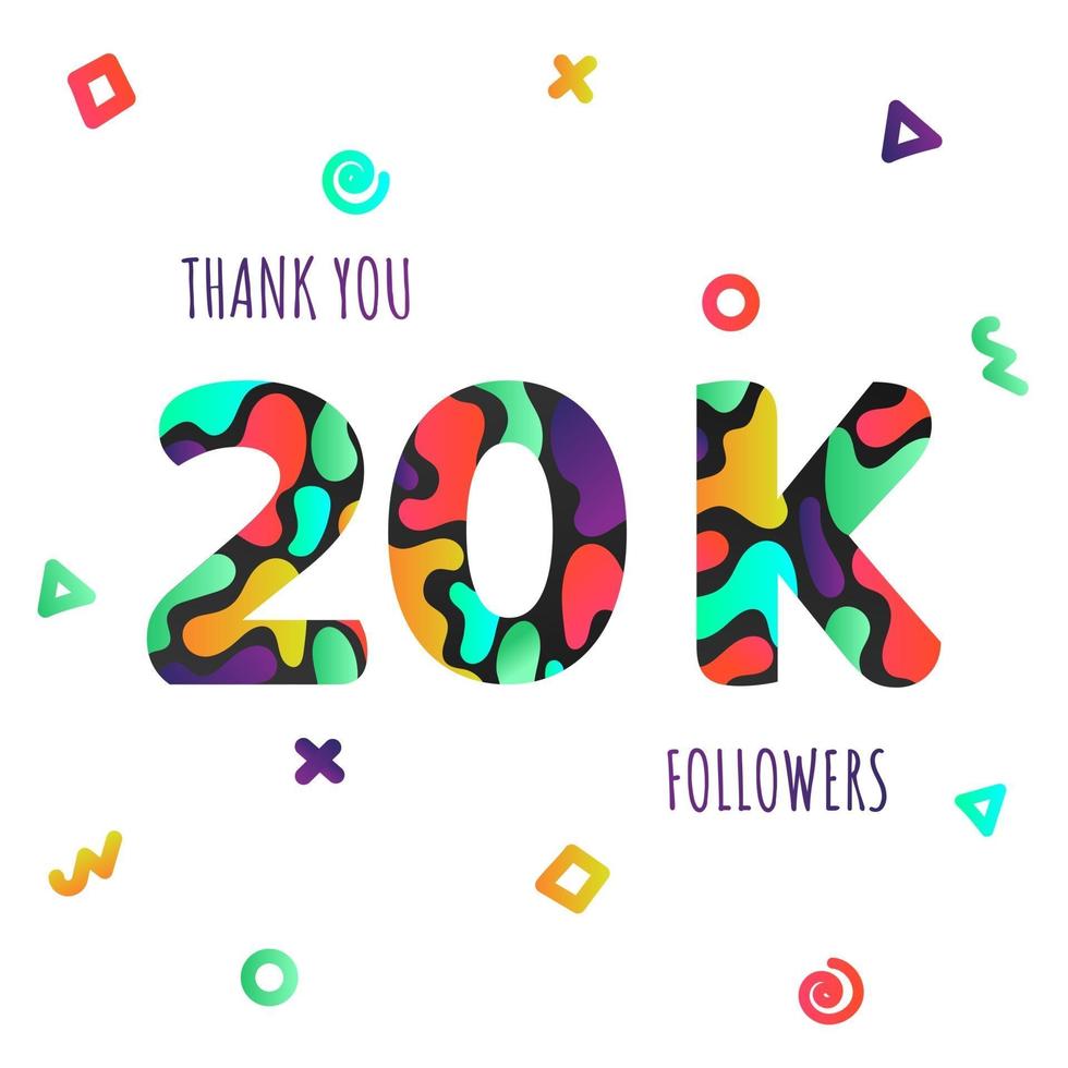 Thank you followers 20000 numbers postcard. vector