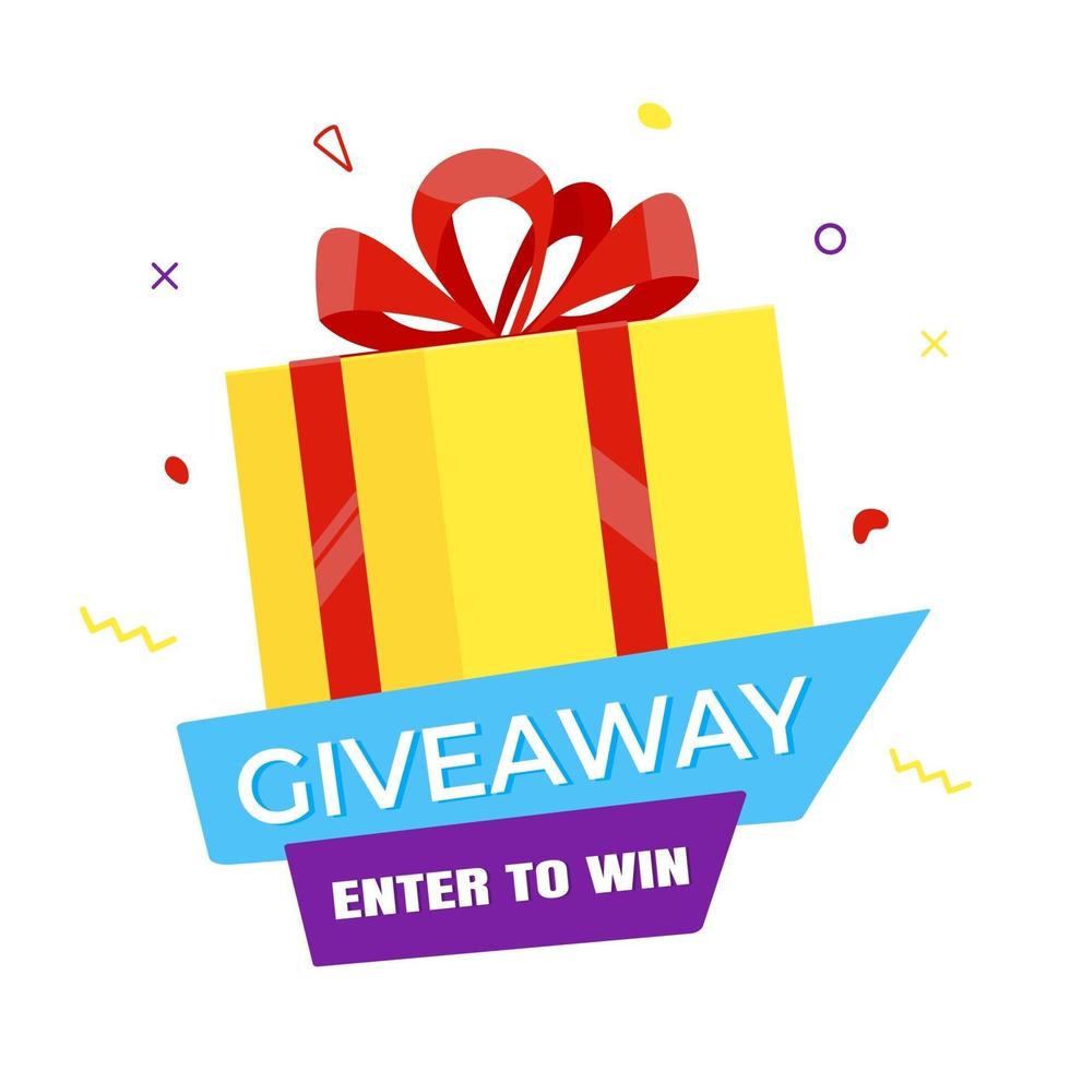Giveaway gift concept for winners in social medias flat style design vector