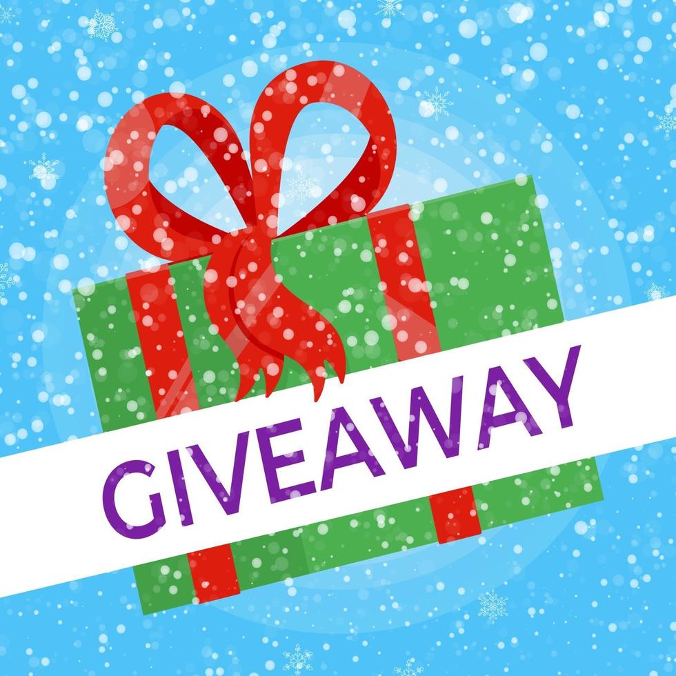 Giveaway winter gift concept for winners in social medias. vector