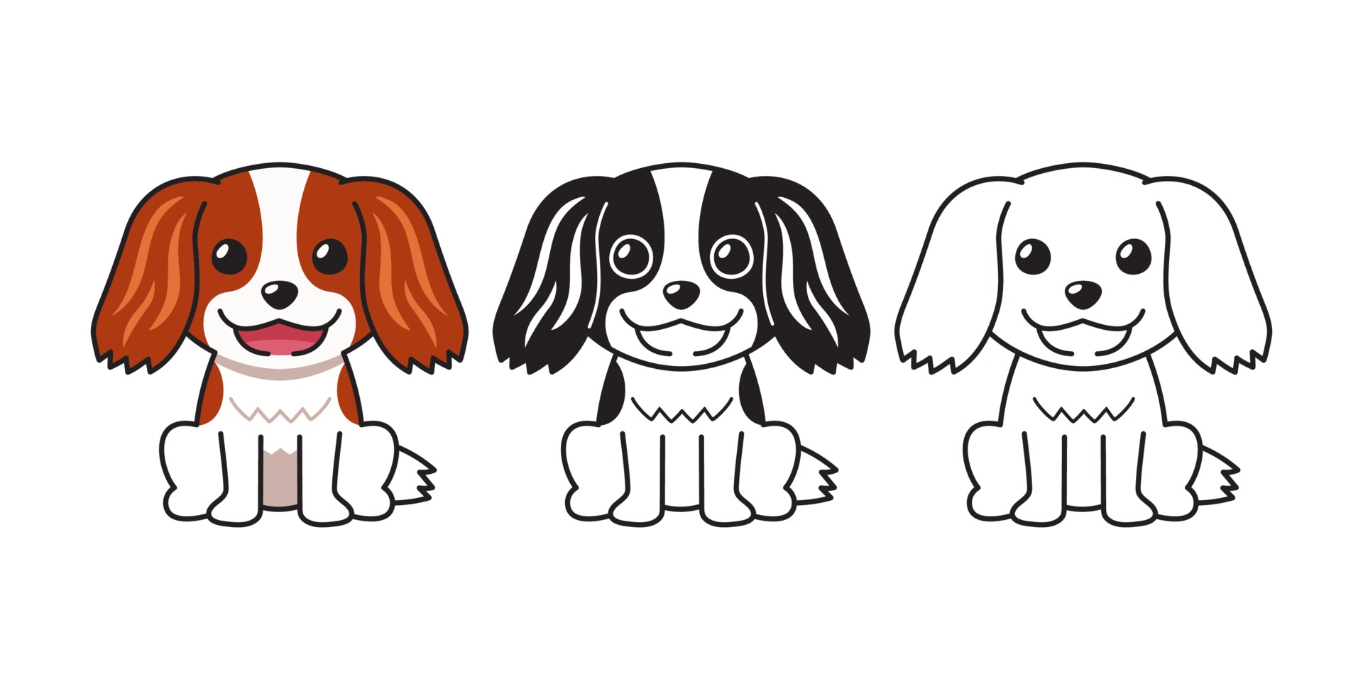 Dessin Cavalier King Charles Facile Vector cartoon set of cavalier king charles spaniel dog 3286371 Vector Art at Vecteezy