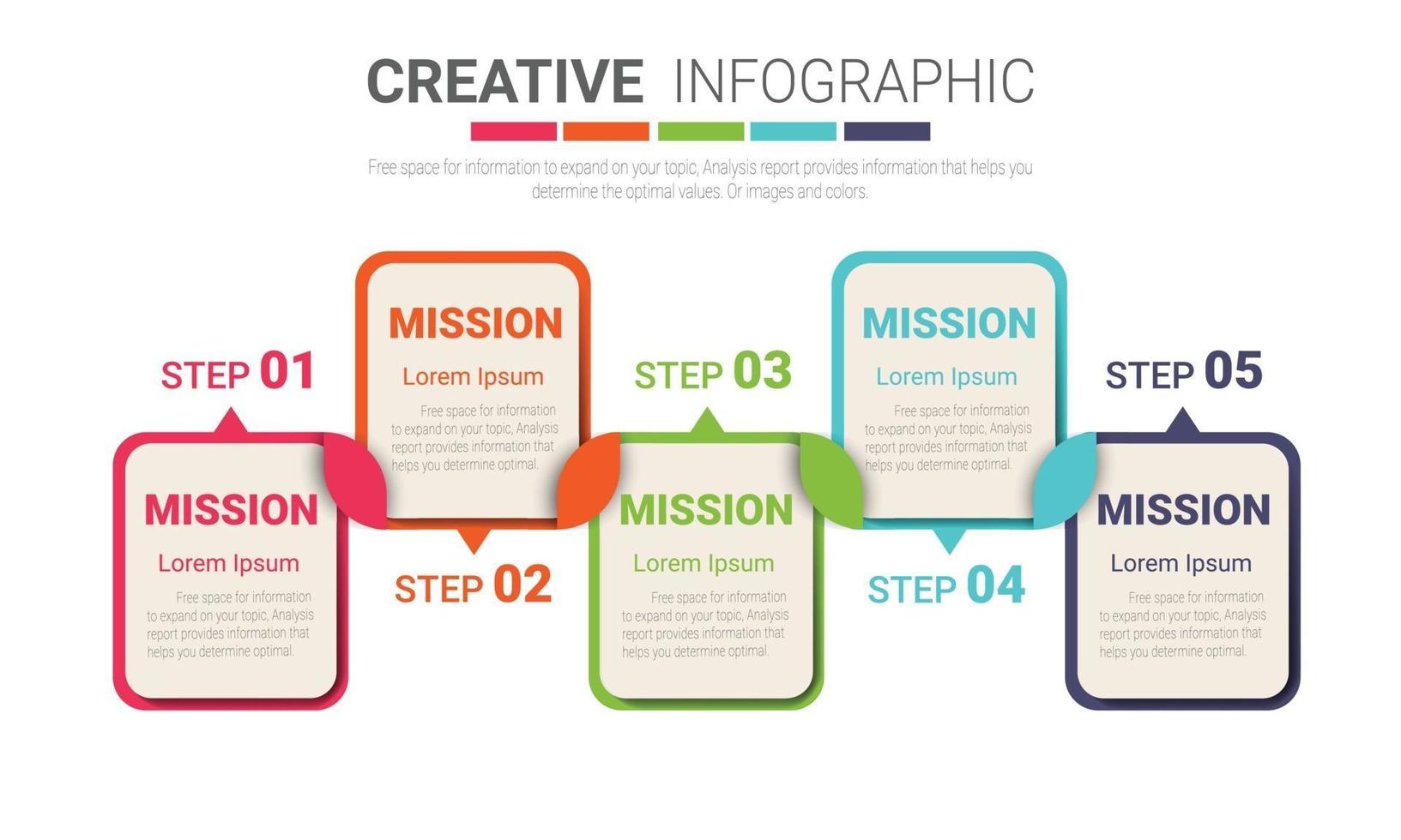 Plantilla de diseño infográfico con opción de números 5. vector